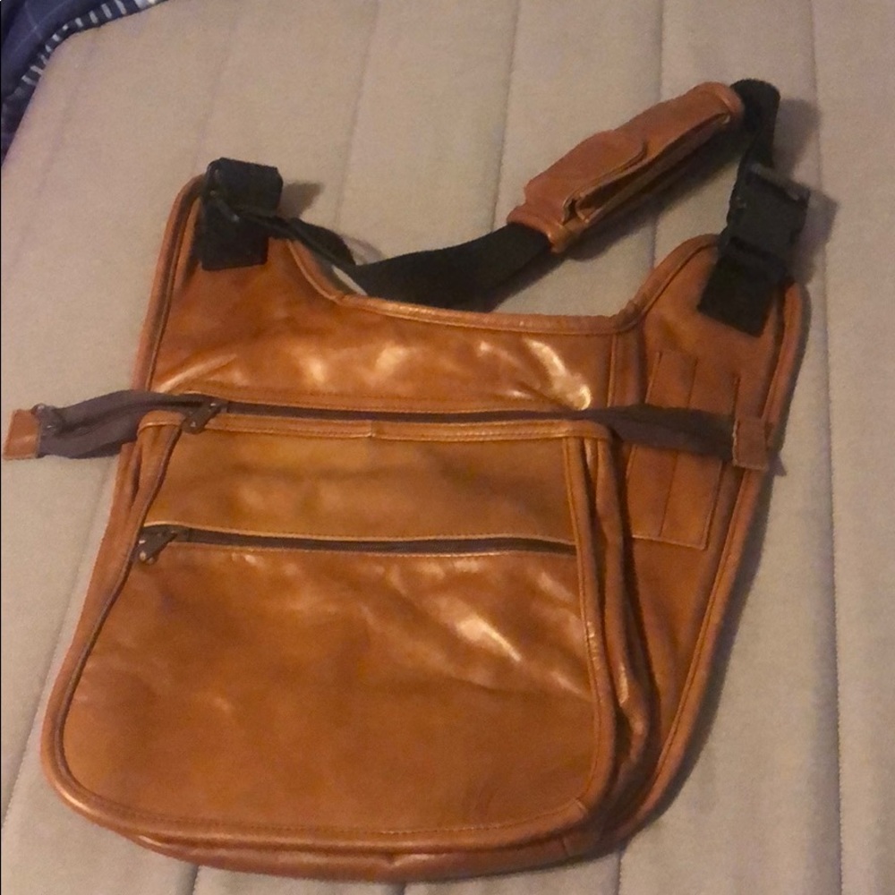 Large genuine leather side satchel purse